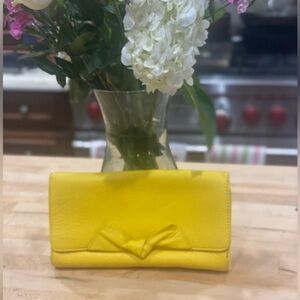 Talbot's- Pebble Leather Bow Detail Clutch, Yellow, Mint Condition